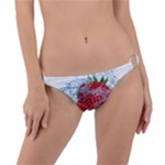 Red Strawberries Water Squirt Strawberry Fresh Splash Drops Ring Detail Bikini Bottoms