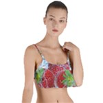 Red Strawberries Water Squirt Strawberry Fresh Splash Drops Layered Top Bikini Top 