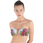 Red Strawberries Water Squirt Strawberry Fresh Splash Drops Twist Bandeau Bikini Top