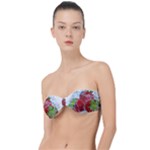 Red Strawberries Water Squirt Strawberry Fresh Splash Drops Classic Bandeau Bikini Top 