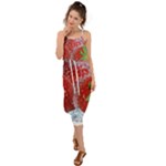 Red Strawberries Water Squirt Strawberry Fresh Splash Drops Waist Tie Cover Up Chiffon Dress