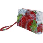 Red Strawberries Water Squirt Strawberry Fresh Splash Drops Wristlet Pouch Bag (Small)