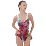 Red Strawberries Water Squirt Strawberry Fresh Splash Drops Side Cut Out Swimsuit