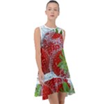 Red Strawberries Water Squirt Strawberry Fresh Splash Drops Frill Swing Dress