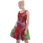 Red Strawberries Water Squirt Strawberry Fresh Splash Drops Knee Length Skater Dress