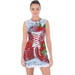 Red Strawberries Water Squirt Strawberry Fresh Splash Drops Lace Up Front Bodycon Dress