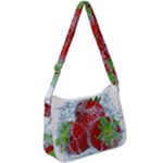 Red Strawberries Water Squirt Strawberry Fresh Splash Drops Zip Up Shoulder Bag