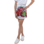 Red Strawberries Water Squirt Strawberry Fresh Splash Drops Kids  Tennis Skirt