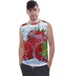 Red Strawberries Water Squirt Strawberry Fresh Splash Drops Men s Regular Tank Top