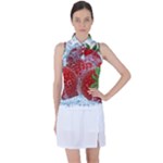 Red Strawberries Water Squirt Strawberry Fresh Splash Drops Women s Sleeveless Polo Tee