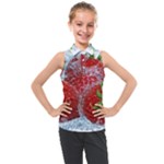 Red Strawberries Water Squirt Strawberry Fresh Splash Drops Kids  Sleeveless Polo Tee