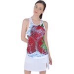 Red Strawberries Water Squirt Strawberry Fresh Splash Drops Racer Back Mesh Tank Top