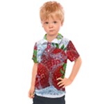 Red Strawberries Water Squirt Strawberry Fresh Splash Drops Kids  Polo Tee