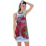 Red Strawberries Water Squirt Strawberry Fresh Splash Drops Racer Back Hoodie Dress