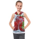 Red Strawberries Water Squirt Strawberry Fresh Splash Drops Kids  Sleeveless Hoodie