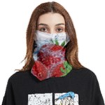 Red Strawberries Water Squirt Strawberry Fresh Splash Drops Face Covering Bandana (Two Sides)