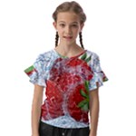 Red Strawberries Water Squirt Strawberry Fresh Splash Drops Kids  Cut Out Flutter Sleeves