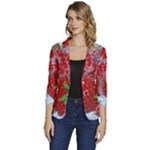 Red Strawberries Water Squirt Strawberry Fresh Splash Drops Women s One-Button 3/4 Sleeve Short Jacket