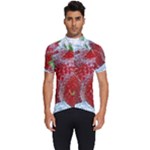 Red Strawberries Water Squirt Strawberry Fresh Splash Drops Men s Short Sleeve Cycling Jersey