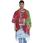 Red Strawberries Water Squirt Strawberry Fresh Splash Drops Men s Hooded Rain Ponchos