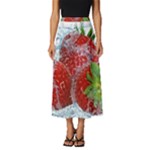 Red Strawberries Water Squirt Strawberry Fresh Splash Drops Classic Midi Chiffon Skirt