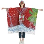 Red Strawberries Water Squirt Strawberry Fresh Splash Drops Women s Hooded Rain Ponchos