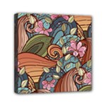 Multicolored Flower Decor Flowers Patterns Leaves Colorful Mini Canvas 6  x 6  (Stretched)