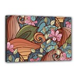 Multicolored Flower Decor Flowers Patterns Leaves Colorful Canvas 18  x 12  (Stretched)