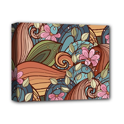 Multicolored Flower Decor Flowers Patterns Leaves Colorful Deluxe Canvas 14  x 11  (Stretched) from ArtsNow.com