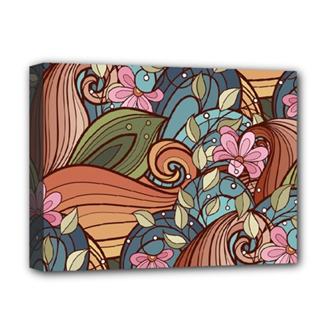 Multicolored Flower Decor Flowers Patterns Leaves Colorful Deluxe Canvas 16  x 12  (Stretched)  from ArtsNow.com