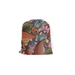 Multicolored Flower Decor Flowers Patterns Leaves Colorful Drawstring Pouch (Small)