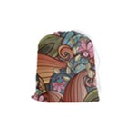 Multicolored Flower Decor Flowers Patterns Leaves Colorful Drawstring Pouch (Medium)