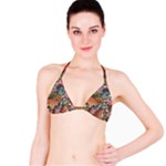 Multicolored Flower Decor Flowers Patterns Leaves Colorful Bikini Top