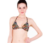 Multicolored Flower Decor Flowers Patterns Leaves Colorful Bikini Top