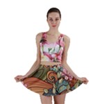 Multicolored Flower Decor Flowers Patterns Leaves Colorful Mini Skirt