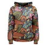 Multicolored Flower Decor Flowers Patterns Leaves Colorful Women s Pullover Hoodie