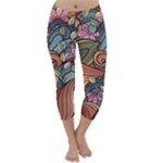 Multicolored Flower Decor Flowers Patterns Leaves Colorful Capri Winter Leggings 