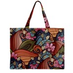 Multicolored Flower Decor Flowers Patterns Leaves Colorful Zipper Mini Tote Bag