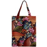 Multicolored Flower Decor Flowers Patterns Leaves Colorful Zipper Classic Tote Bag