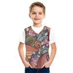 Multicolored Flower Decor Flowers Patterns Leaves Colorful Kids  Basketball Tank Top