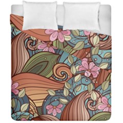 Multicolored Flower Decor Flowers Patterns Leaves Colorful Duvet Cover Double Side (California King Size) from ArtsNow.com