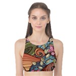 Multicolored Flower Decor Flowers Patterns Leaves Colorful Tank Bikini Top