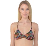 Multicolored Flower Decor Flowers Patterns Leaves Colorful Reversible Tri Bikini Top