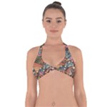 Multicolored Flower Decor Flowers Patterns Leaves Colorful Halter Neck Bikini Top