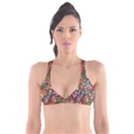 Multicolored Flower Decor Flowers Patterns Leaves Colorful Plunge Bikini Top