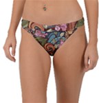 Multicolored Flower Decor Flowers Patterns Leaves Colorful Band Bikini Bottoms