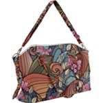 Multicolored Flower Decor Flowers Patterns Leaves Colorful Canvas Crossbody Bag