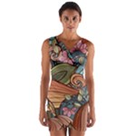 Multicolored Flower Decor Flowers Patterns Leaves Colorful Wrap Front Bodycon Dress