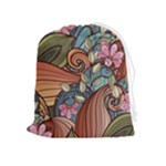 Multicolored Flower Decor Flowers Patterns Leaves Colorful Drawstring Pouch (XL)