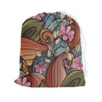 Multicolored Flower Decor Flowers Patterns Leaves Colorful Drawstring Pouch (2XL)